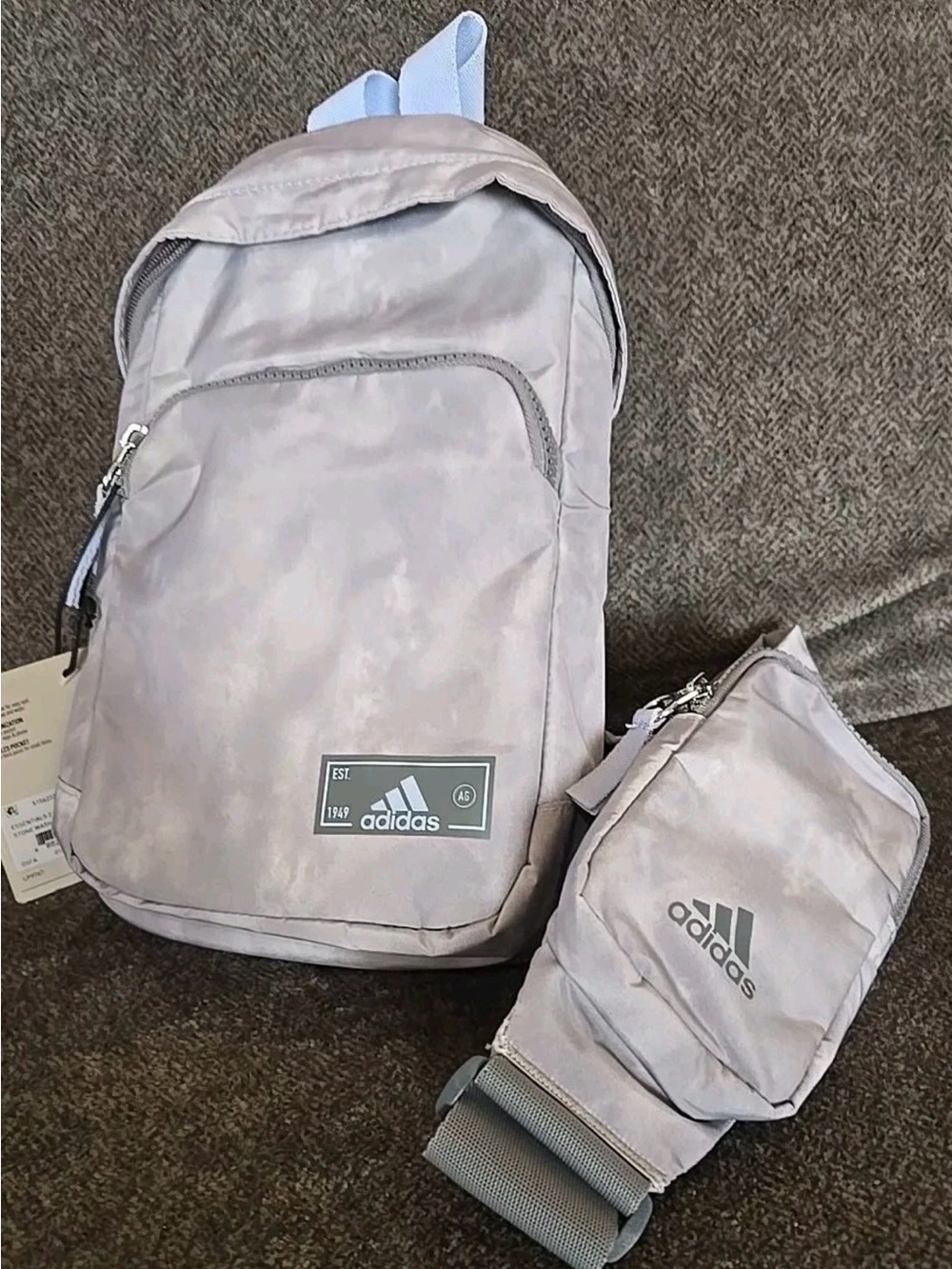 NEW ADIDAS Essentials 2 Sling Crossbody Valuables Pocket Stonewash gray  NWT